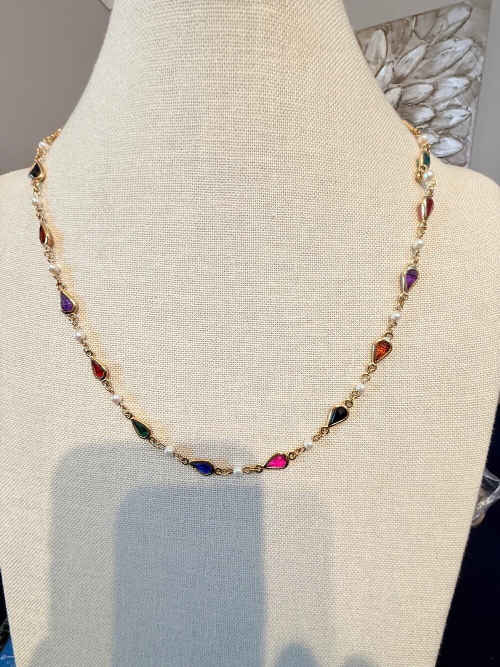 Vintage Multicolor Acrylic Station Necklace 20”